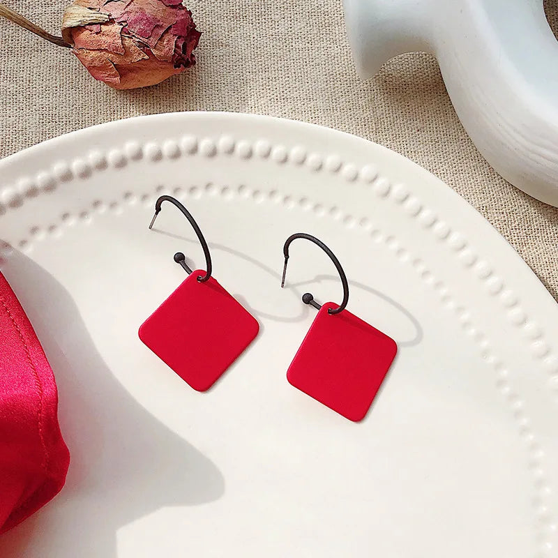 Versatile Red French Opening Earrings for Women