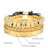 Vintage Crown Woven Bracelet Stainless Steel Set of Three