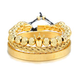 Vintage Crown Woven Bracelet Stainless Steel Set of Three