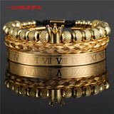 Vintage Crown Woven Bracelet Stainless Steel Set of Three