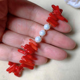 Round Shell Pearl Red Coral Bracelet Seven Chakras Restore Christmas Wrist