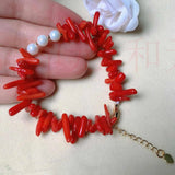 Round Shell Pearl Red Coral Bracelet Seven Chakras Restore Christmas Wrist