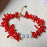 Round Shell Pearl Red Coral Bracelet Seven Chakras Restore Christmas Wrist