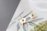 Red Agate Shell Petal Stud Earrings 925 Sterling Silver
