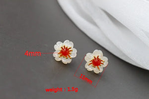 Red Agate Shell Petal Stud Earrings 925 Sterling Silver