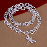 Heart Dragonfly Pendant 925 Sterling Silver Necklace