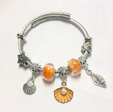 Stainless Steel Bangle with Pearl Sea Shell Pendant