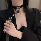 Sexy Rivet Punk Gothic Slave Leather Chain Necklace