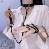 Sexy Rivet Punk Gothic Slave Leather Chain Necklace