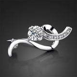 925 Sterling Silver Zircon Inlaid Brooch Charm Jewelry