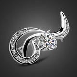 925 Sterling Silver Zircon Inlaid Ladies Brooch Jewelry