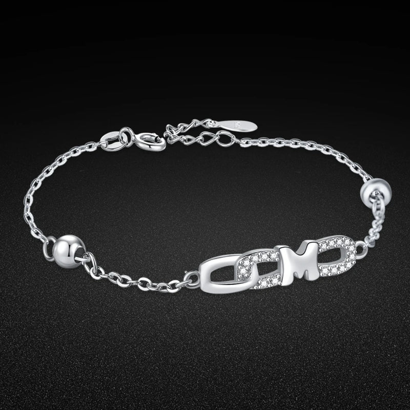Women's Sterling Silver Bracelet with Alphabet Pendant
