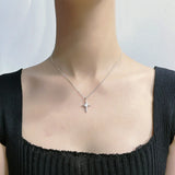 Women's Silver Cross Zircon Necklace