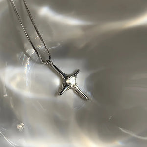 Women's Silver Cross Zircon Necklace