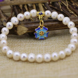 Women Strand Bracelet 7-8mm Natural Pearl Thread Beads Charms Lady DIY Jewelry