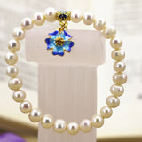 Women Strand Bracelet 7-8mm Natural Pearl Thread Beads Charms Lady DIY Jewelry