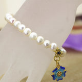 Women Strand Bracelet 7-8mm Natural Pearl Thread Beads Charms Lady DIY Jewelry