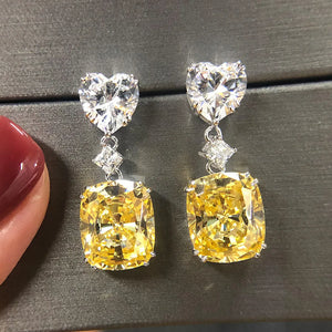 Citrine Gemstones Drop Earrings Silver Brincos Party Jewelry