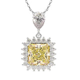 Yellow Citrine Diamond Pendant Necklace for Women