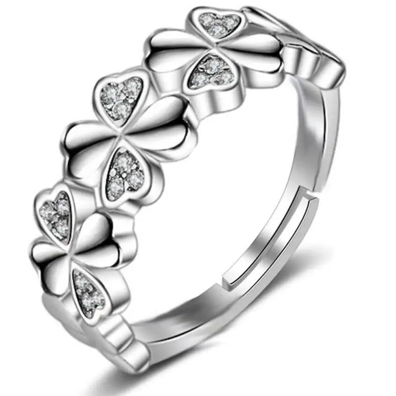 Zircon Clover Adjustable Ring