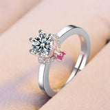 Zircon 6-Claw Open Ring for Women