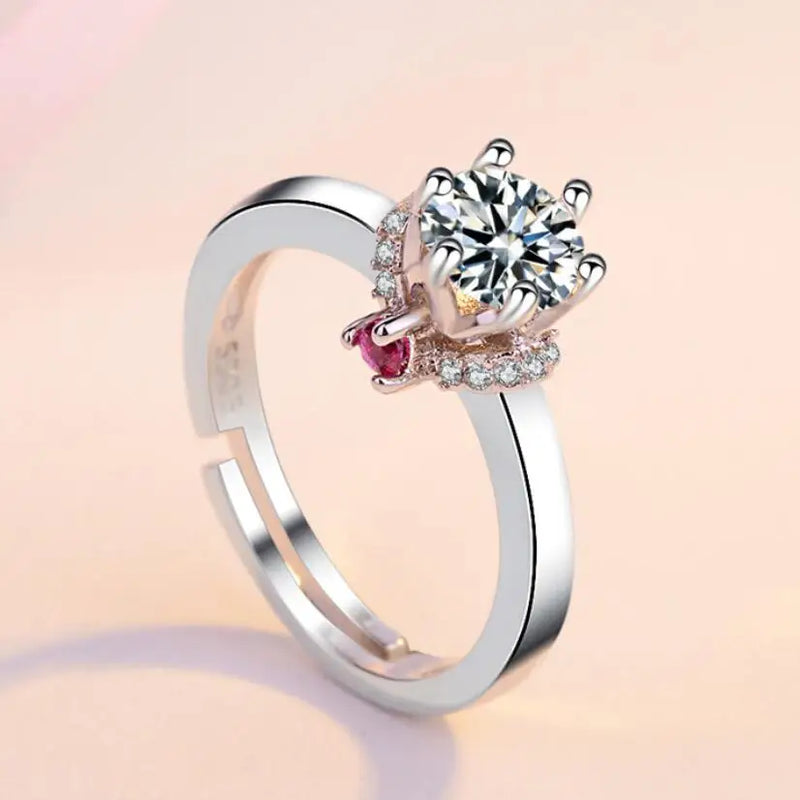 Zircon 6-Claw Open Ring for Women