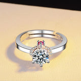 Zircon 6-Claw Open Ring for Women