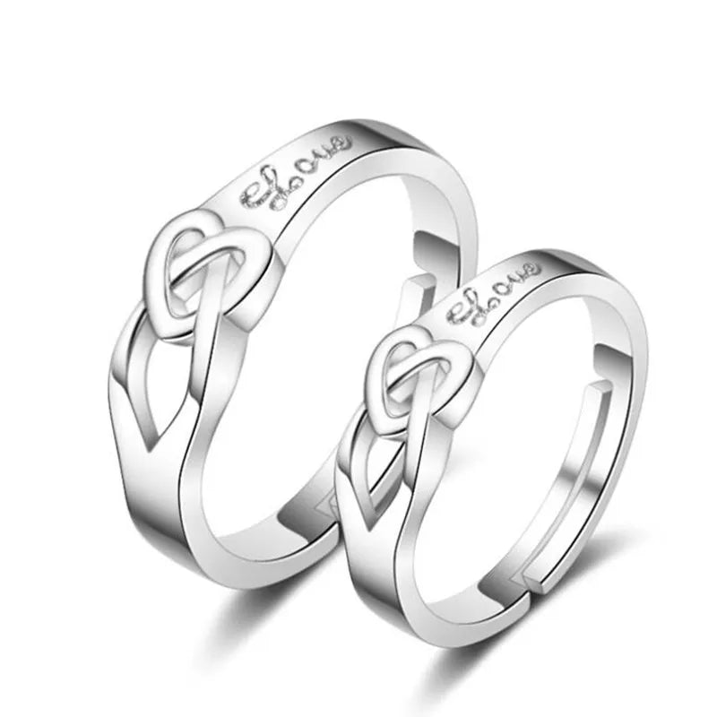 Zircon Eternal Couples Open Ring - Adjustable Design