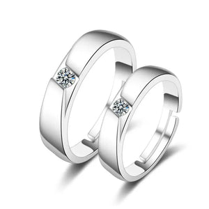 Zircon Love Couple Ring Set - 18K Gold Plated Open Ring