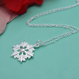 925 Sterling Silver Snowflake Pendant Necklace Delicate Choker Charm