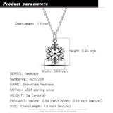 925 Sterling Silver Snowflake Pendant Necklace Delicate Choker Charm
