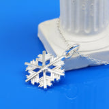 925 Sterling Silver Snowflake Pendant Necklace Delicate Choker Charm