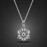 925 Sterling Silver Snowflake Pendant Necklace Delicate Choker Charm