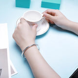925 Silver Lady Push Pull Bracelet National Style Temperament Adjustable