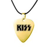 Stainless Steel Guitar Pick KISS Pendant Necklace Gift