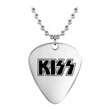 Stainless Steel Guitar Pick KISS Pendant Necklace Gift