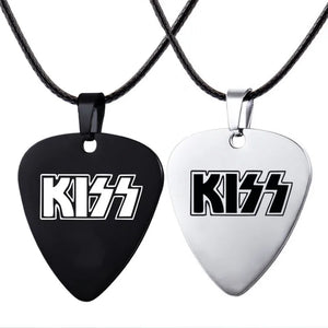 Stainless Steel Guitar Pick KISS Pendant Necklace Gift
