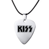 Stainless Steel Guitar Pick KISS Pendant Necklace Gift