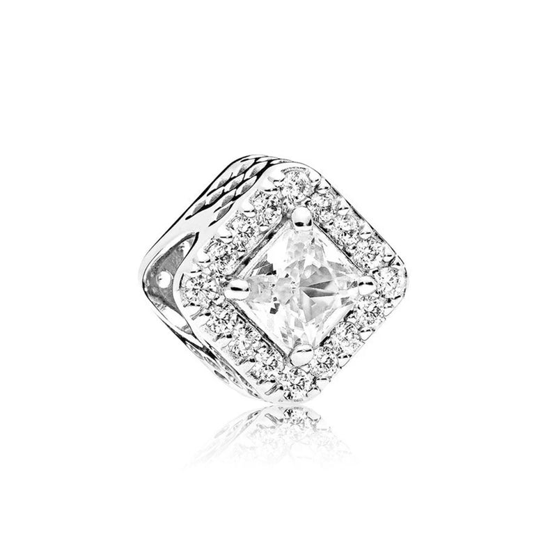 S925 Sterling Silver Geometric Enamel Crystal Beads Charm DIY Jewelry