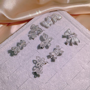 925 Silver Butterfly Zircon Engagement Ring Women's Jewelry