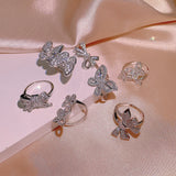 925 Silver Butterfly Zircon Engagement Ring Women's Jewelry