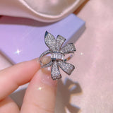 925 Silver Butterfly Zircon Engagement Ring Women's Jewelry