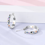 925 Silver Colorful Moon & Starry Sky Earrings Women's Date Jewelry