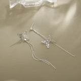 925 Silver Butterfly Tassel Earrings with Diamond