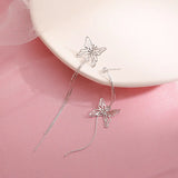 925 Silver Butterfly Tassel Earrings with Diamond