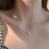 925 Sterling Silver Diamond Cat Necklace for Women