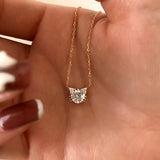 925 Sterling Silver Diamond Cat Necklace for Women