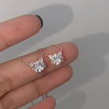 925 Sterling Silver Diamond Cat Necklace for Women