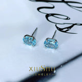 Stylish Dan Shaped Hailanbao Small Earrings 925 Silver