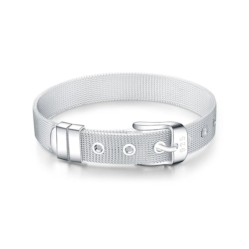925 Sterling Silver Bracelet Bangles for Women Men 10mm Watch Chain
